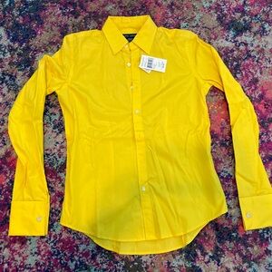 Ralph Lauren Bright Yellow Button Down Shirt Cuff links 2 slim fit